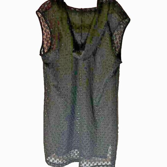 Catalina Coconut Girl Tropical Beach  Black Open Weave Swim Hooded Coverup SZ XL - Picture 3 of 3